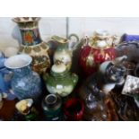 A Collection of Decorated Vases to Include Doulton Flambe (AF) Carlton Ware Etc