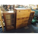 A Break Fronted Side by Side Bureau with Fall Front to Fitted Interior,