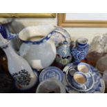 A Tray of Ceramics to Include Blue and White Toilet Jug, Coalport Limited Edition Bottle,