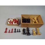 A Painted Lead Chess Set in Box,