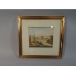 A Framed Watercolour Depicting Ladies Competing At Archery in Front of Country House,