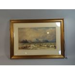 A Framed Watercolour Depicting Stormy Beach Scene Signed T Birchall,