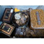 A Vintage Suitcase Containing a Large Quantity of British and Foreign Coins Etc