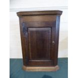 A 19th Century Oak Wall Hanging Corner Cabinet with Panel Door,