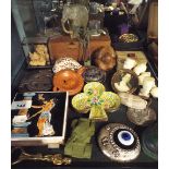 A Tray of Collectable's to Include Enamelled Dishes, Ornaments, Medallions,