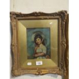 A Gilt Framed Oil of A Girl in Bonnet