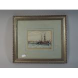 A Framed Watercolour Depicting Fishing Boats at Anchor