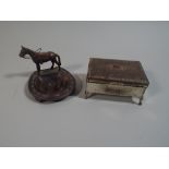 A Japanese Silver Plated Small Jewellery Box and A Horse Mounted Ashtray