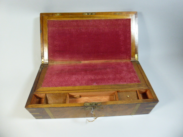 A 19th Century Brass Mounted Burr Walnut Writing Slope with Fitted Interior and Secret Compartment, - Image 2 of 2
