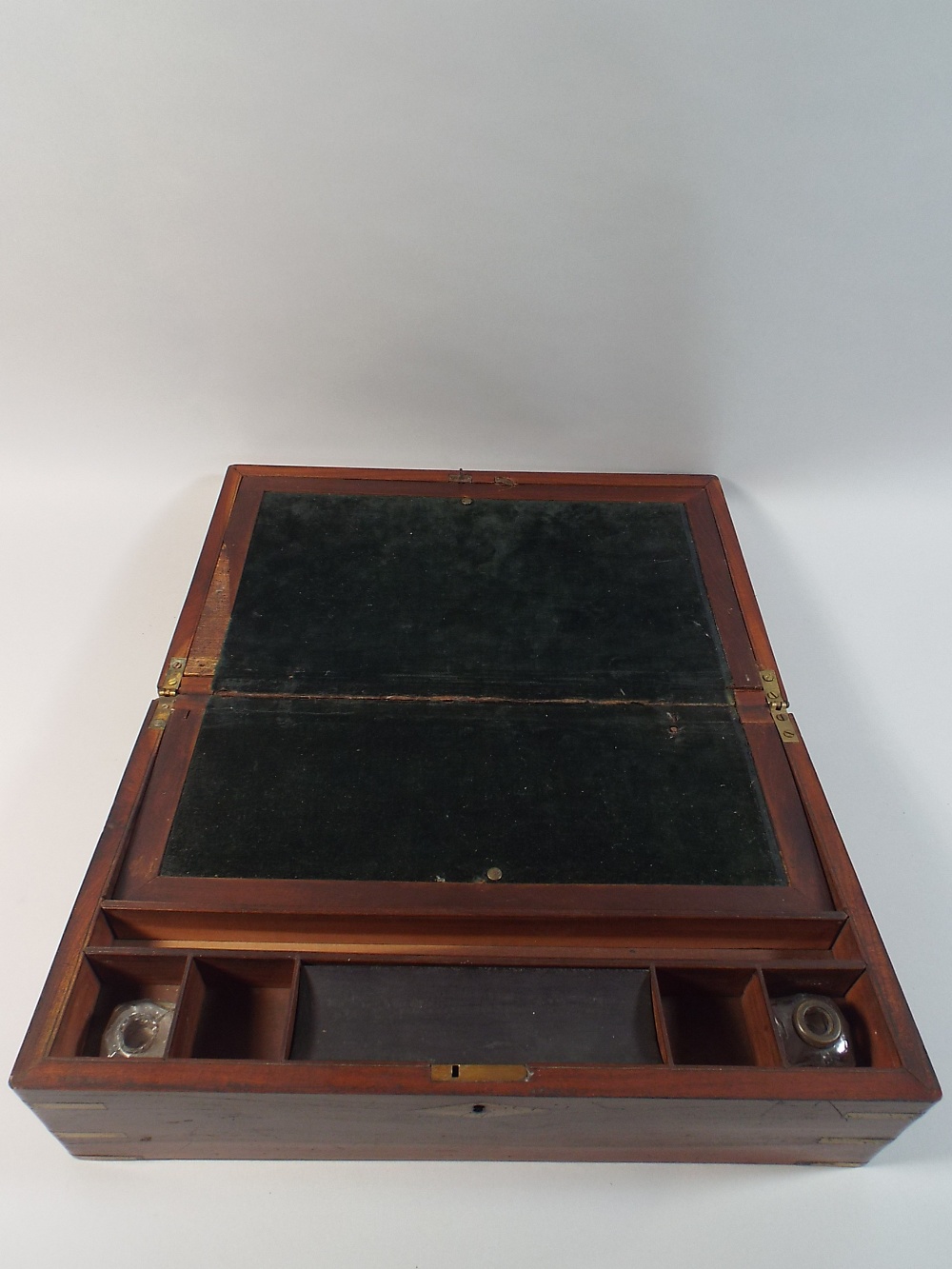 A Colonial Brass Inlaid Writing Slope with Fitted Interior, - Image 2 of 2