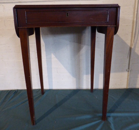 A 19th Century Mahogany Drop Leaf Side Table with Single Drawer Matched by Dummy on Square Tapering