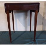 A 19th Century Mahogany Drop Leaf Side Table with Single Drawer Matched by Dummy on Square Tapering