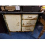 A Vintage Enamelled Kitchen Cabinet with Three Drawers