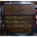 A Georgian Bureau with Fall Front, Fitted Interior and Four Graduated Long Drawers, Bracket Feet,