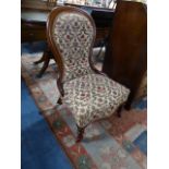 A Victorian Style Mahogany Framed Button Upholstered Tapestry Ladies Nursing Chair