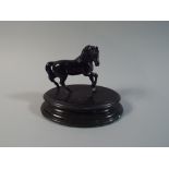 A Cold Painted Spelter Study of A Horse Set on Oval Plinth,