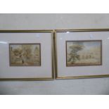 A Pair of Framed Watercolours Depicting Viaduct and Village Street