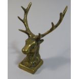 A Victorian Brass Desktop Pen Rest in The Form of A Stag's Head,