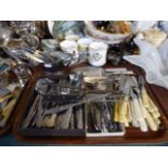 A Tray Containing Various Silver Plated and Other Cutlery