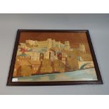 A Framed Marquetry Depicting Castle