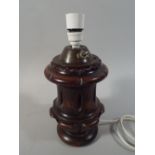 A Carved and Turned Wooden Table Lamp Base,