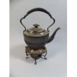 A Silver Plated Spirit Kettle on Stand with Burner