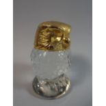 A Moulded Glass Paperweight in The Form of an Owl with Gilt Decoration to Head, 9.