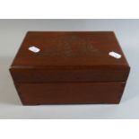 An Oriental Carved Wooden Jewellery Box with Hinged Lid to Removable Tray,