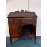 A Pretty Edwardian Inlaid Fall Front Bureau with Hinged Tooled Leather Writing Surface to Fitted
