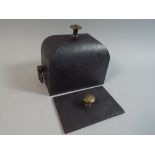 An Early Cast Metal Brass Mounted Rectangular Tobacco Box with Inner Weight,