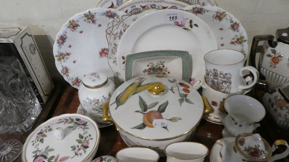 A Tray of Ceramics to Include Royal Worcester Evesham Tureen, Royal Worcester Spill Holders,