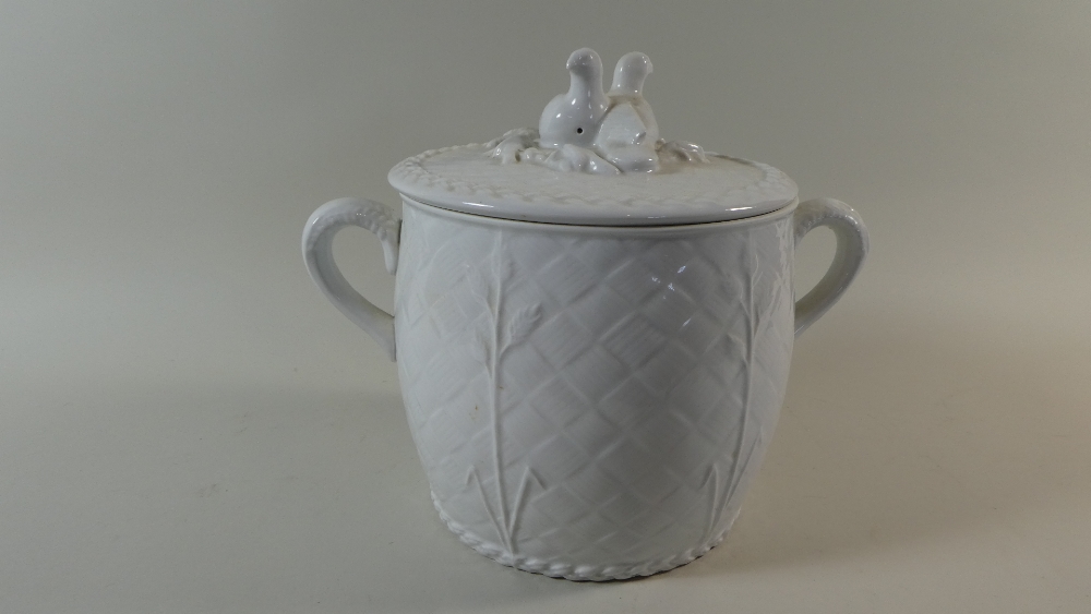 A Royal Worcester Two Handled White Glazed Crock Pot