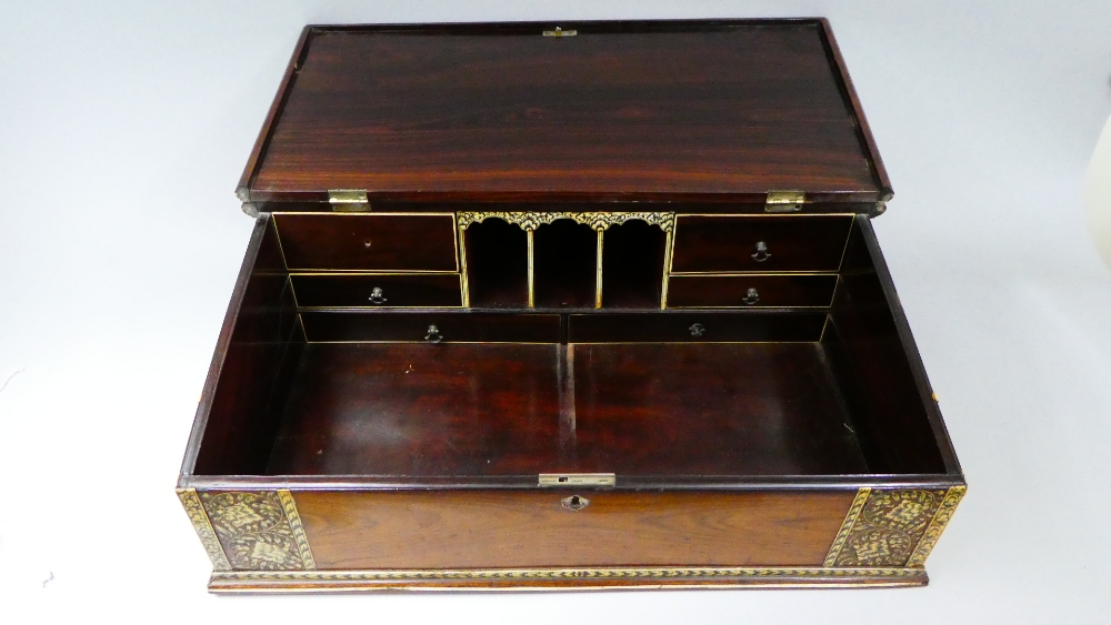 A 19th Century Anglo-Indian Rosewood Writing Slope. Exterior with Fine Ivory Inlay. - Image 2 of 3