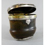An Early Continental Twin Compartment Ibex Horn and White Metal Snuff and Tobacco Box.