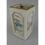 A 19th Century Chinese Four Sided Vase. Each Side with Inset Cartouche Depicting Everyday Scenes.