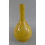 A Chinese Bottle Vase with Incised Decoration depicting Butterflies to Yellow Ground.