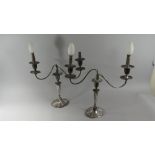 A Pair of Art Nouveau Walker and Hall Silver Plated Candlesticks (Converted) Each with Two