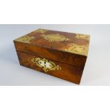 A Victorian Brass Mounted Walnut Workbox with Inner Removable Tray.