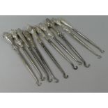 A Collection of Ten Silver Handled Button Hooks