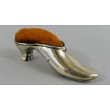 A Silver Novelty Pin Cushion in the Form of a Ladies Shoe.