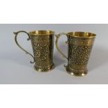 A Pair of Nice Quality Indo-Persian Niello Tankards.