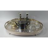 A Collection of Silver Plate to Include Oval Gallery Tray, Teapot,