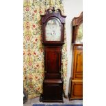 A Crossbanded Oak and Mahogany Long Case Clock with Arched Painted Dial Inscribed T Brentnall,