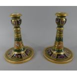 A Near Pair of Porcelain Royal Vienna Candle Sticks,