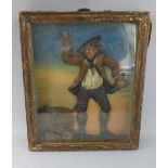 A 19th Century Wax Relief Diorama or Shadow Box Depicting Drunken Pirate.