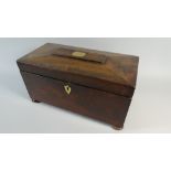 A Mid 19th Century Mahogany Sarcophagus Shaped Tea Caddy with Hinged Lid to Two Removable Tea Boxes