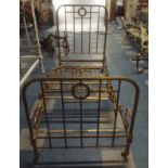 A Victorian Pair of Brass Single Bedframes.