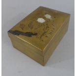 A Pretty Japanese Gilt and Lacquer Box, with Applied Mother of Pearl Flowers,