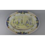 An Oval Decorated Meat Plate Depicting Tavern Scene Signed Asselineau Together with 19th Century