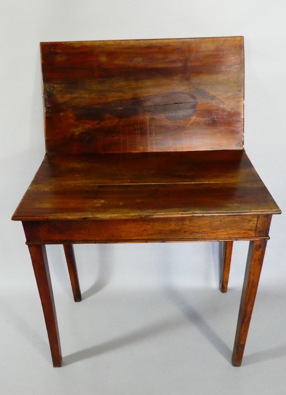 An 18th Century George III Country Made Walnut Tea Table with a Folding Top over Square Tapering - Image 2 of 2